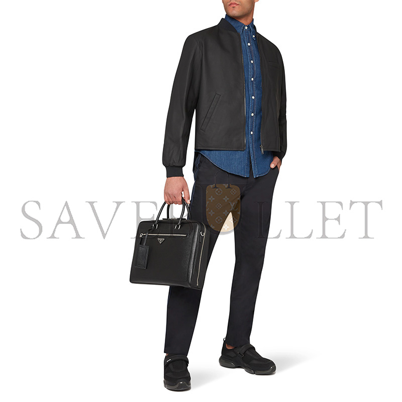 PRADA TRIANGLE LOGO SAFFIANO LEATHER BRIEFCASE 2VE016 (38*28*7cm)
